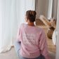 Oversized Damen Sweater in Rosa mit Statement Backprint von La Label Beige