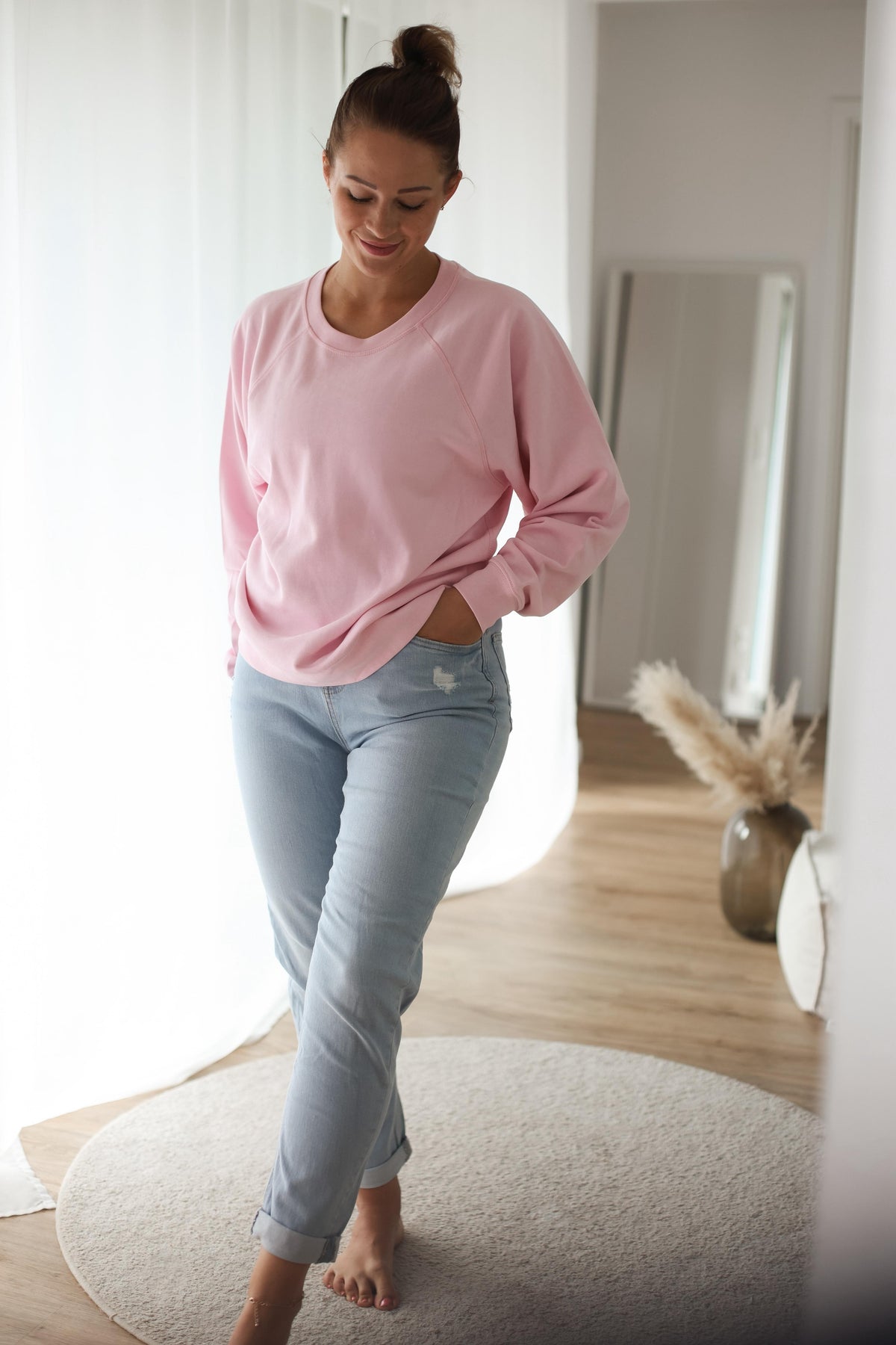Oversized Damen Sweater in Rosa aus Bio-Baumwolle von La Label Beige