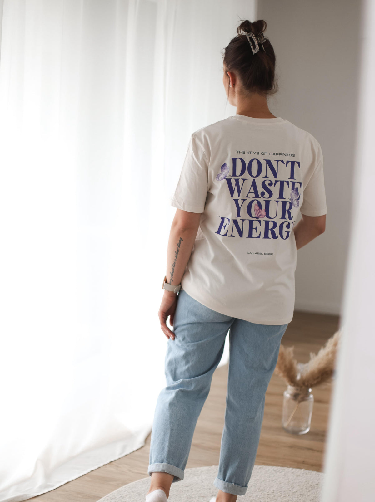 Oversized Damen T-Shirt in Vintage Weiß aus Bio-Baumwolle von La Label Beige